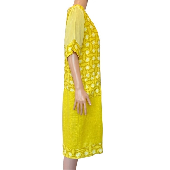 PRICE FIRM🚨 Club Voltaire Geo Yellows Shift Midi Dress - Picture 2 of 6